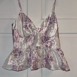 LoveShackFancy Peplum Purple Bow Top